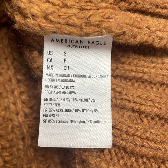 American Eagle Chunky Knit Oversized V-Neck Pullover Sweater Brown Small - Picture 8 of 8